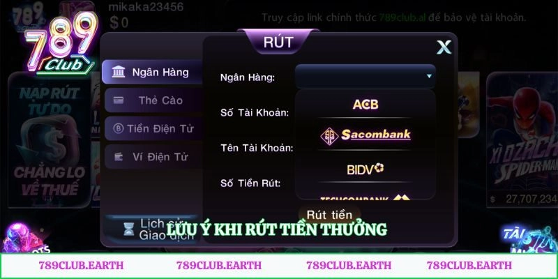 Lưu ý khi rút tiền thưởng